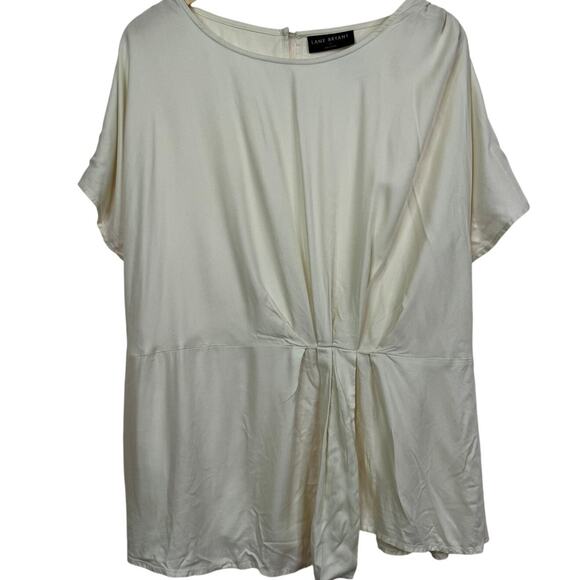 Lane Bryant Cream Rayon Short Sleeve Blouse Size 16 - Picture 1 of 7